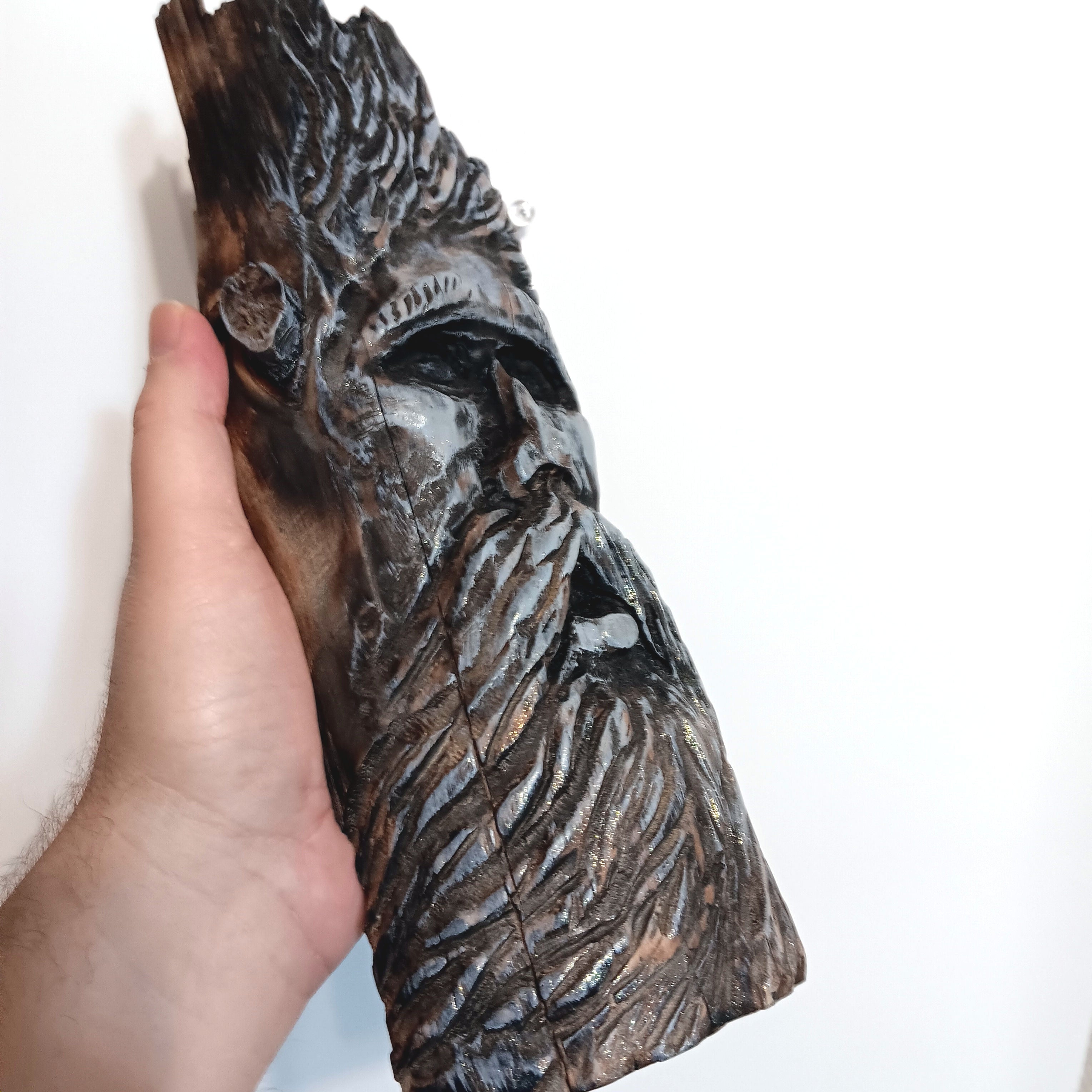 Adding the Finishing Touches to Wood Spirit Wall Hanger