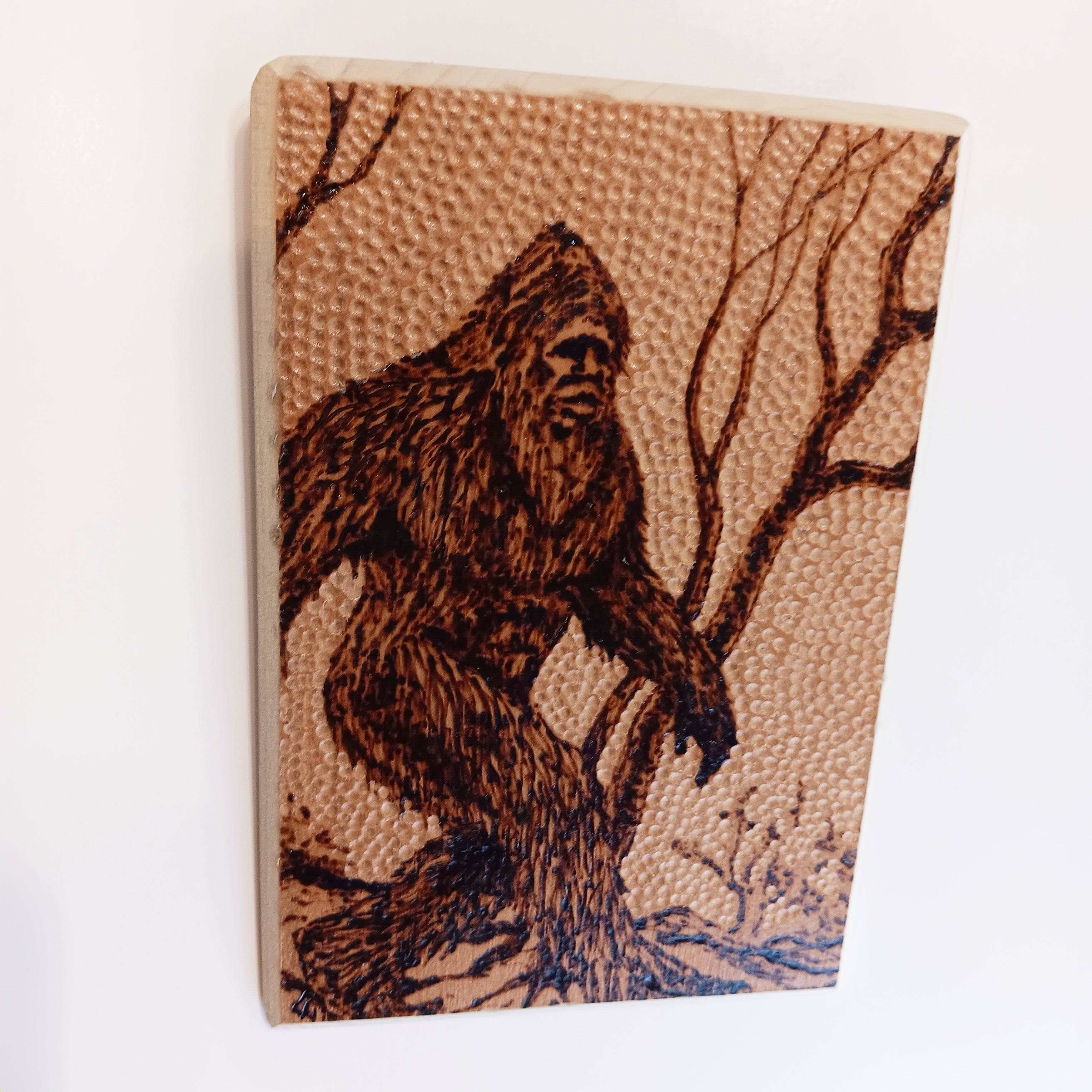 Handcrafted Woodburning Art | Pyrography Sasquatch Bigfoot Plaque