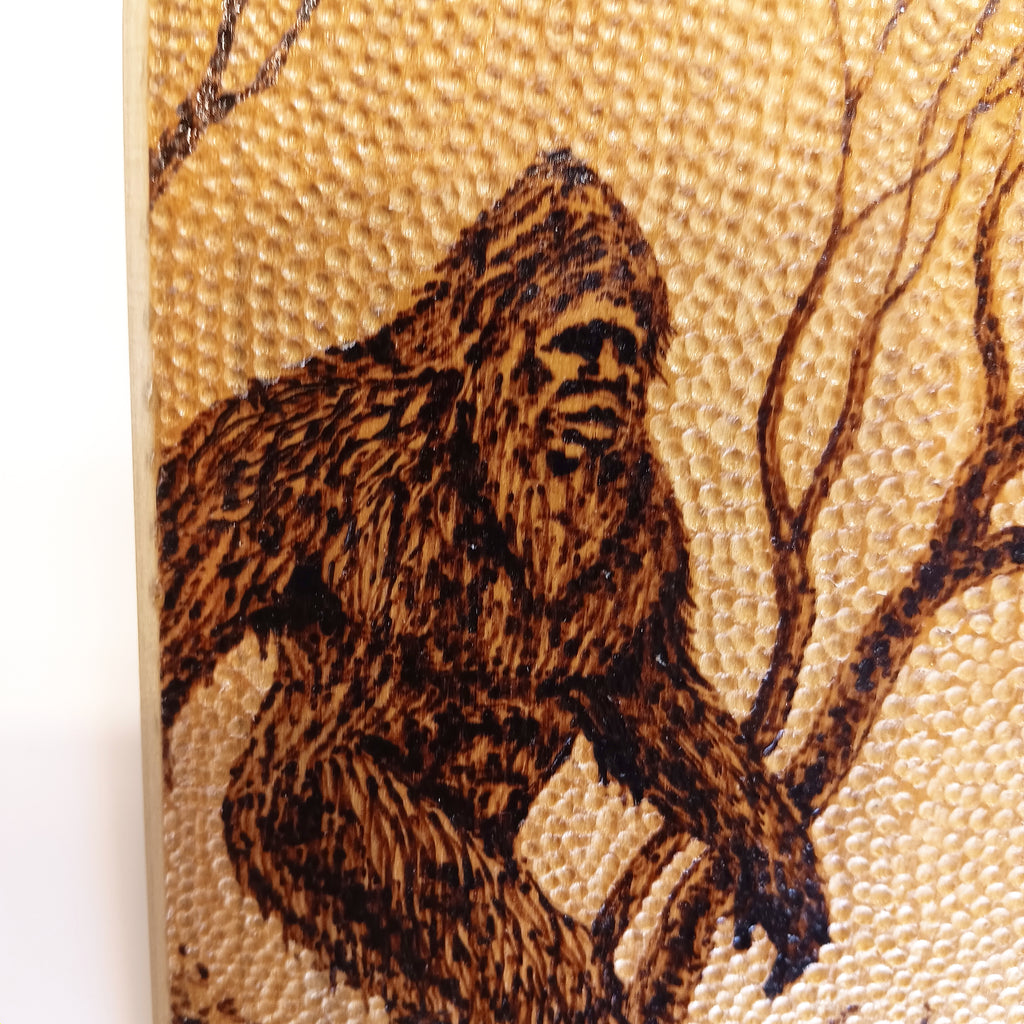 Handcrafted Woodburning Art | Pyrography Sasquatch Bigfoot Plaque