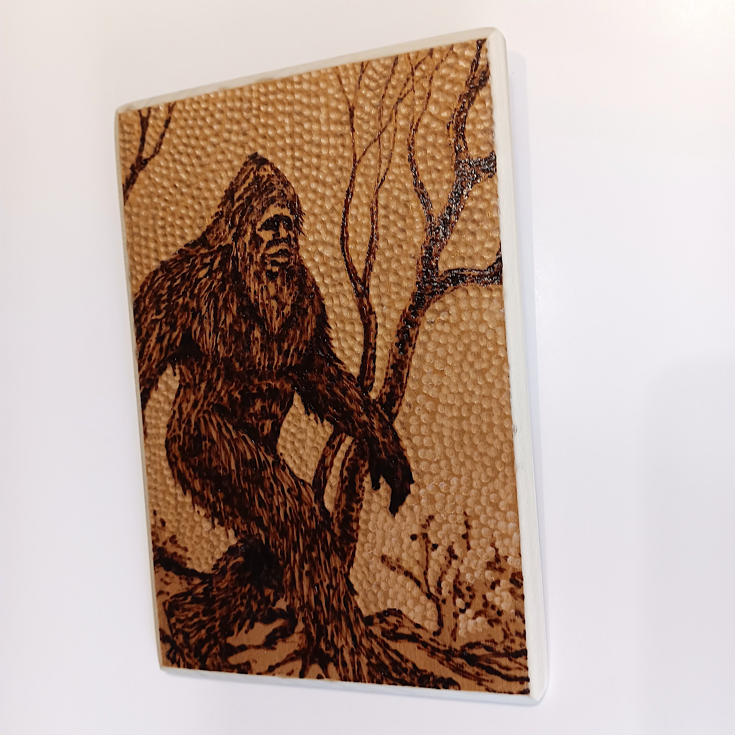 Handcrafted Woodburning Art | Pyrography Sasquatch Bigfoot Plaque
