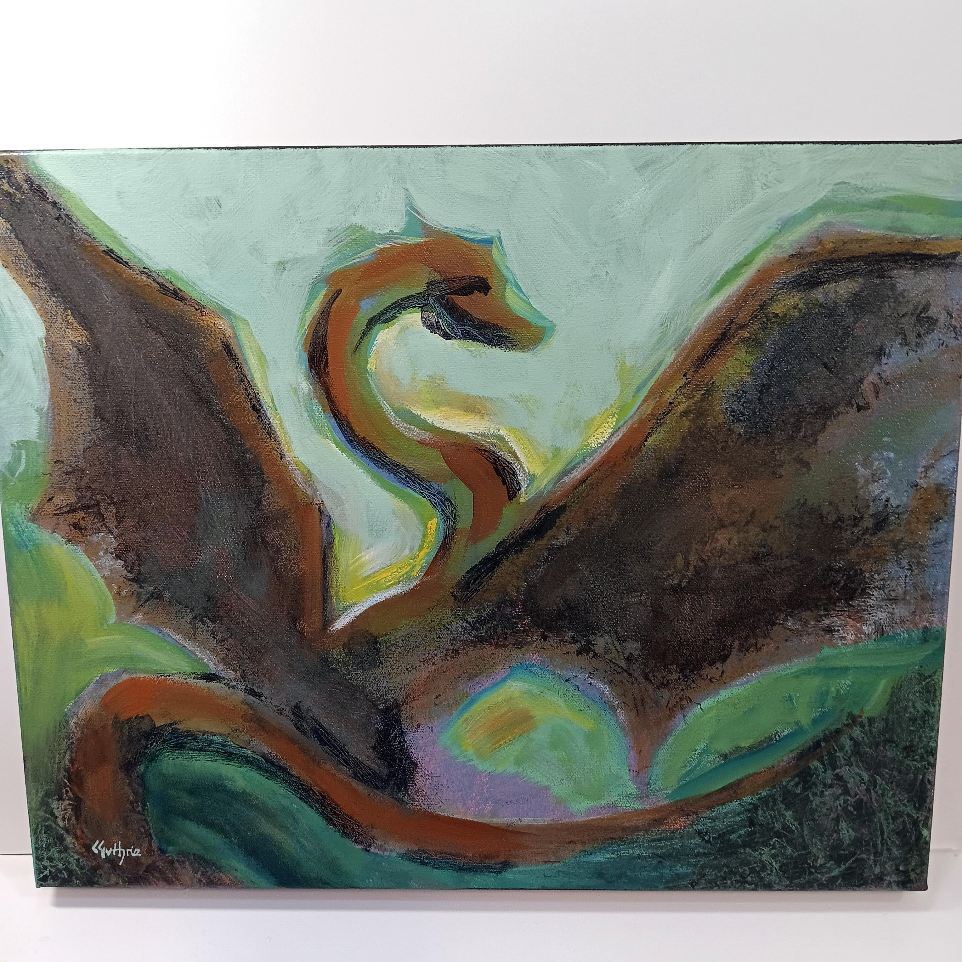 Original 16x20 Acrylics on Canvas | Dragon Painting