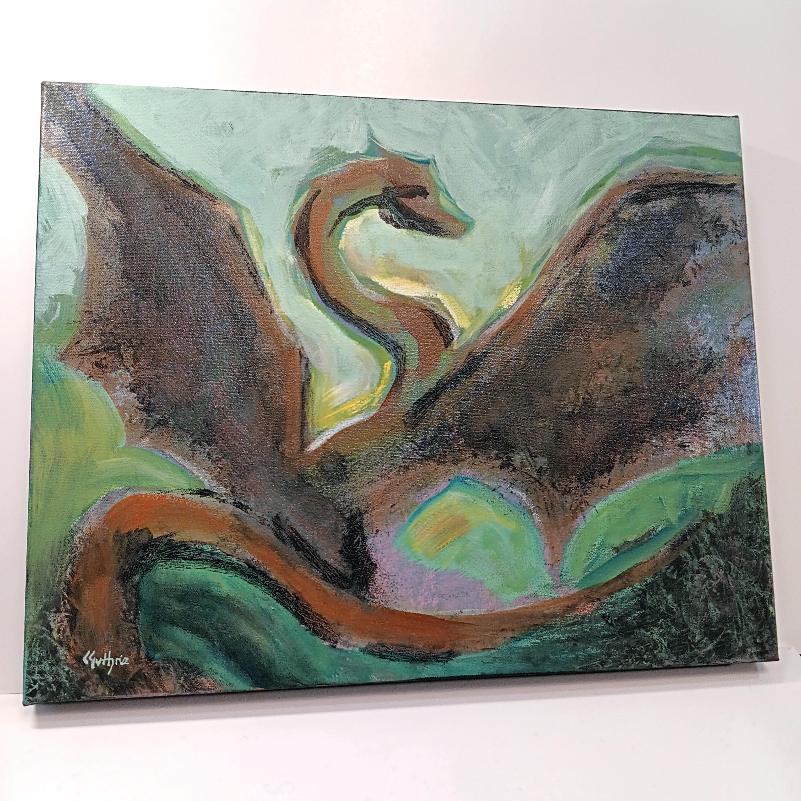 Original 16x20 Acrylics on Canvas | Dragon Painting